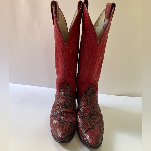 Vintage Olathe Handmade Boots Size 5 B GORGEOUS Red Snakeskin - Picture 3 of 16
